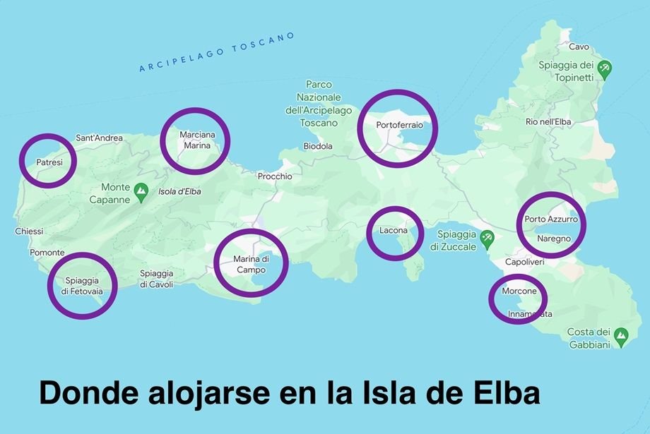 Mapa con zonas recomendadas